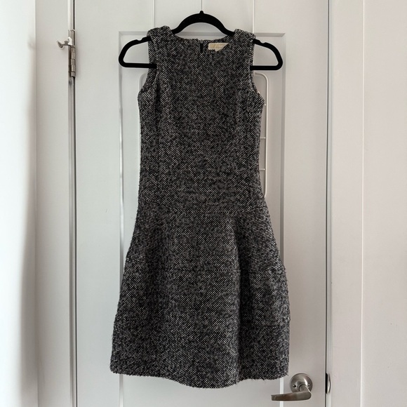 Michael Kors black & white wool tweed drop waist sheath dress - size 0 (XS) - Picture 2 of 8